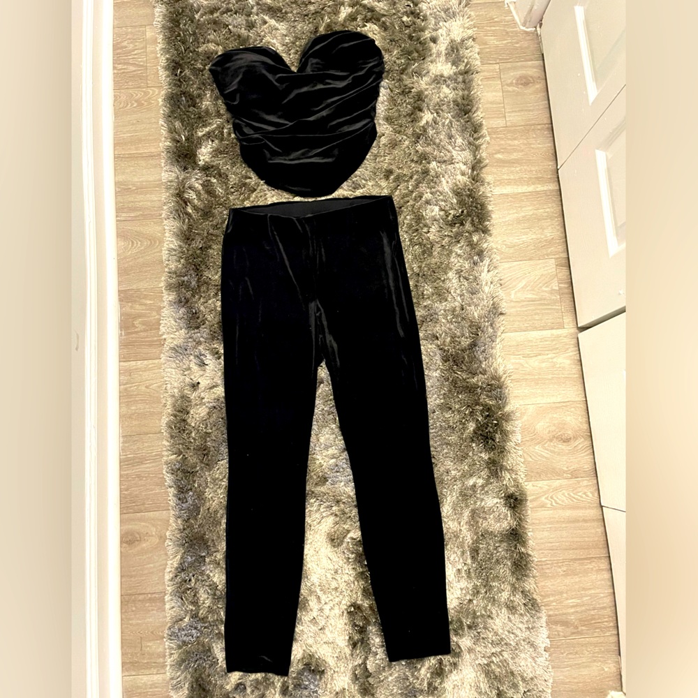 Elegant Black Velvet 2pc Women's halter set